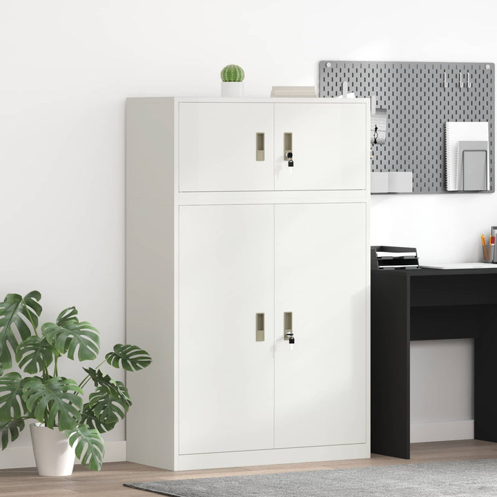 Opbevaringsskab 2 stk. Hvid 90 x 40 x 145 cm Stål Låses