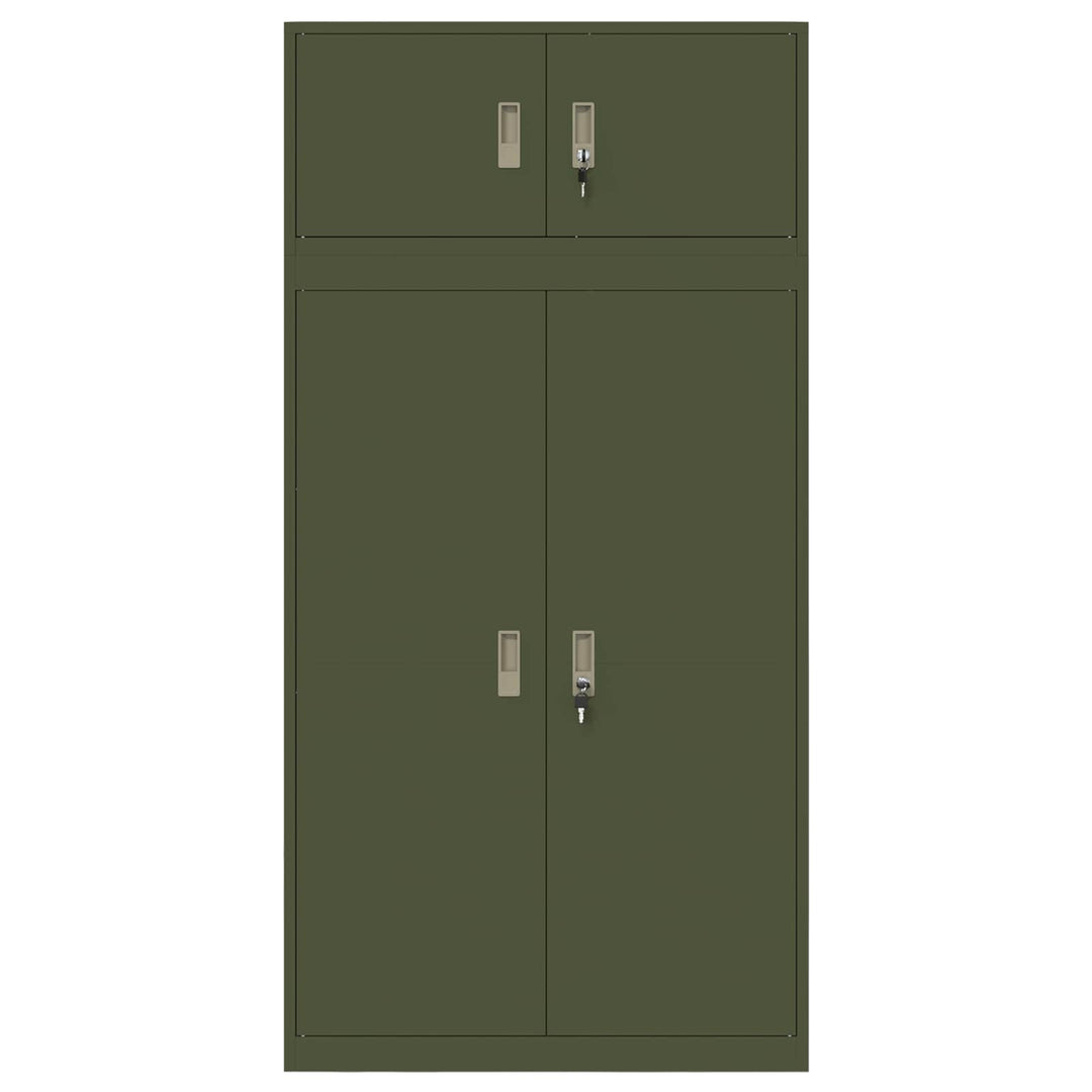 Opbevaringsskab 2 stk. Oliven grøn 90 x 40 x 180 cm Stål Låses