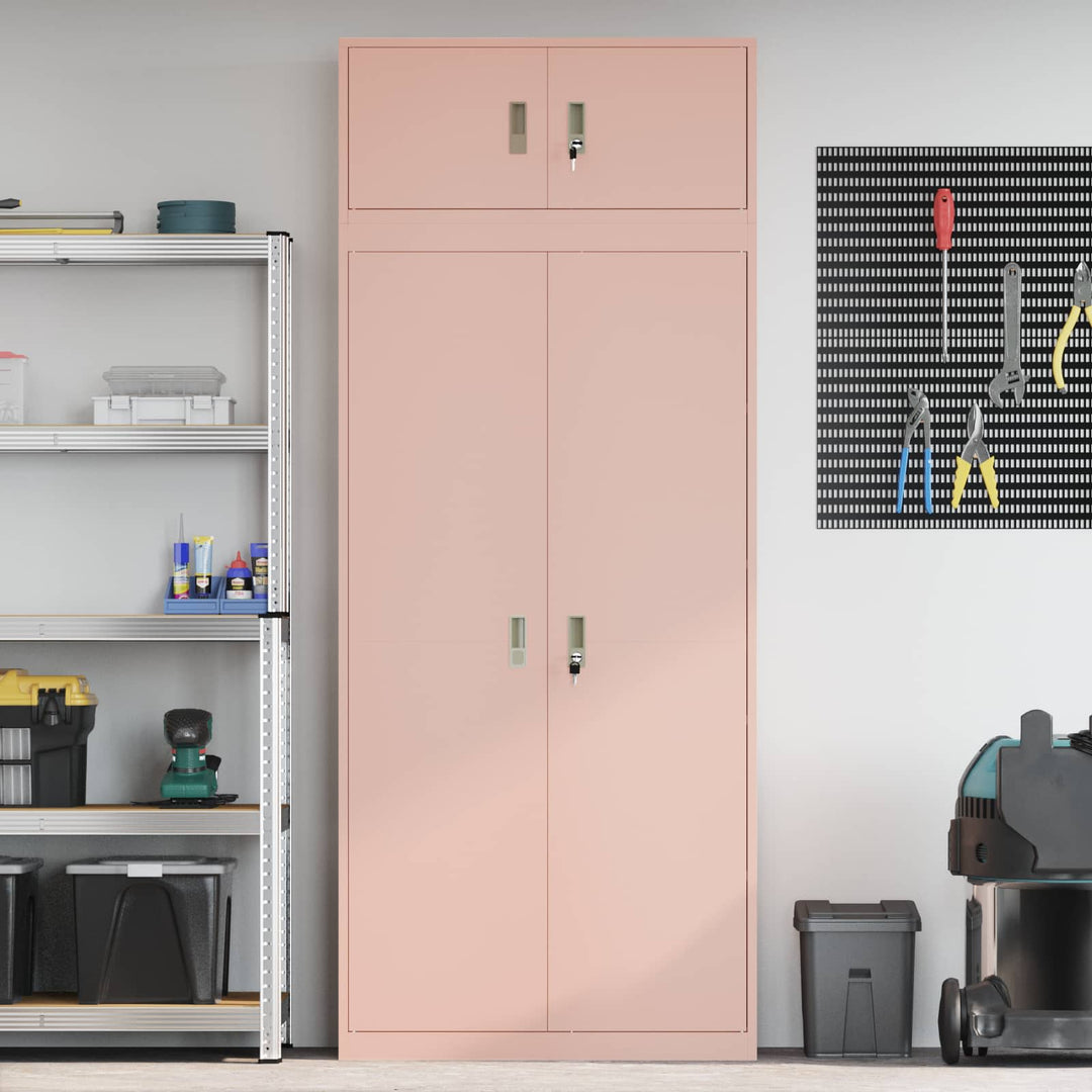 Opbevaringsskab 2 stk. Lyserød 90 x 40 x 220 cm Stål Låses