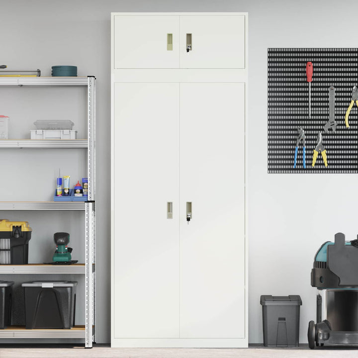 Opbevaringsskab 2 stk. Hvid 90 x 40 x 220 cm Stål Låses