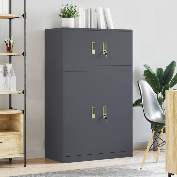 Opbevaringsskab 2 stk. Antracit 80 x 40 x 130 cm Stål Låses