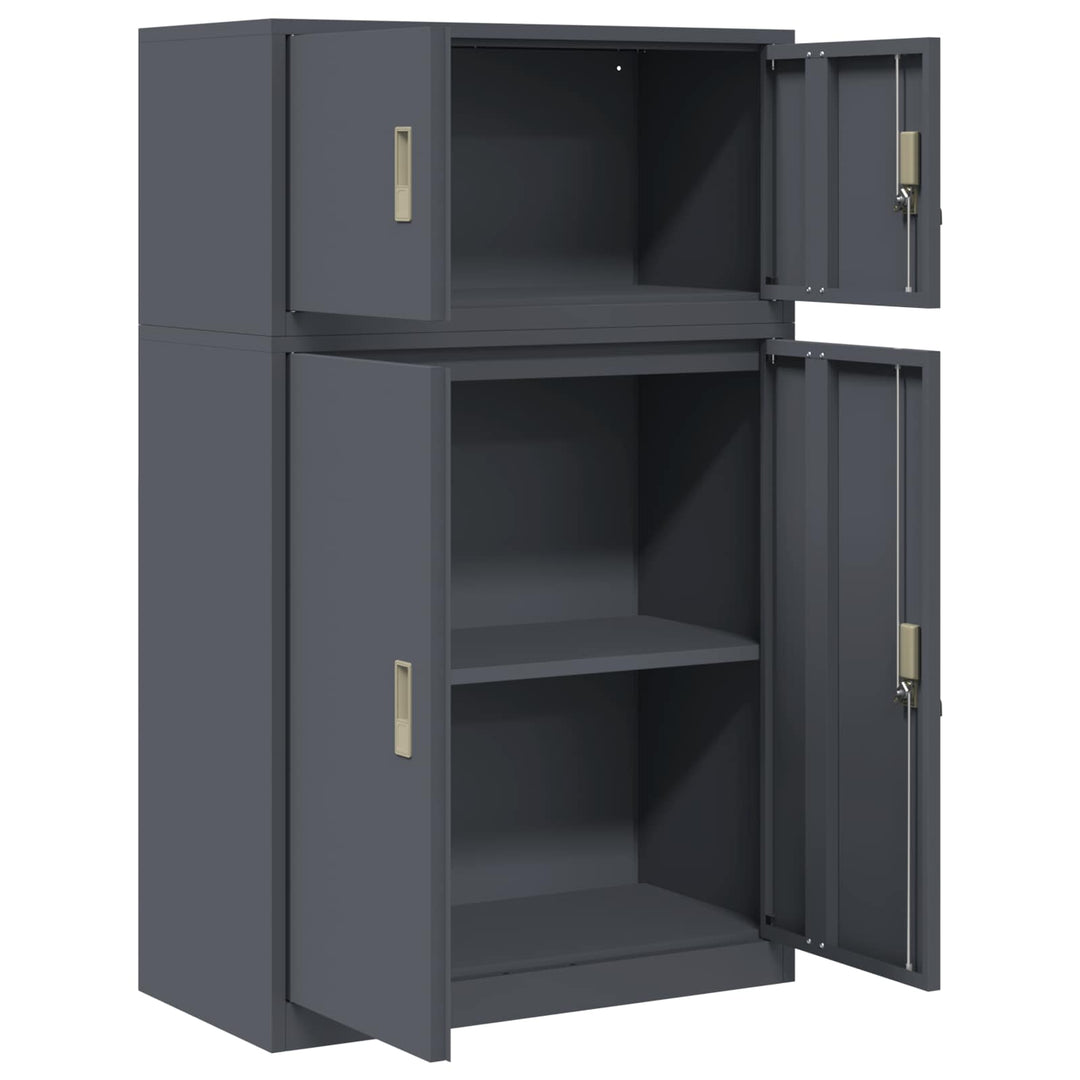 Opbevaringsskab 2 stk. Antracit 80 x 40 x 130 cm Stål Låses