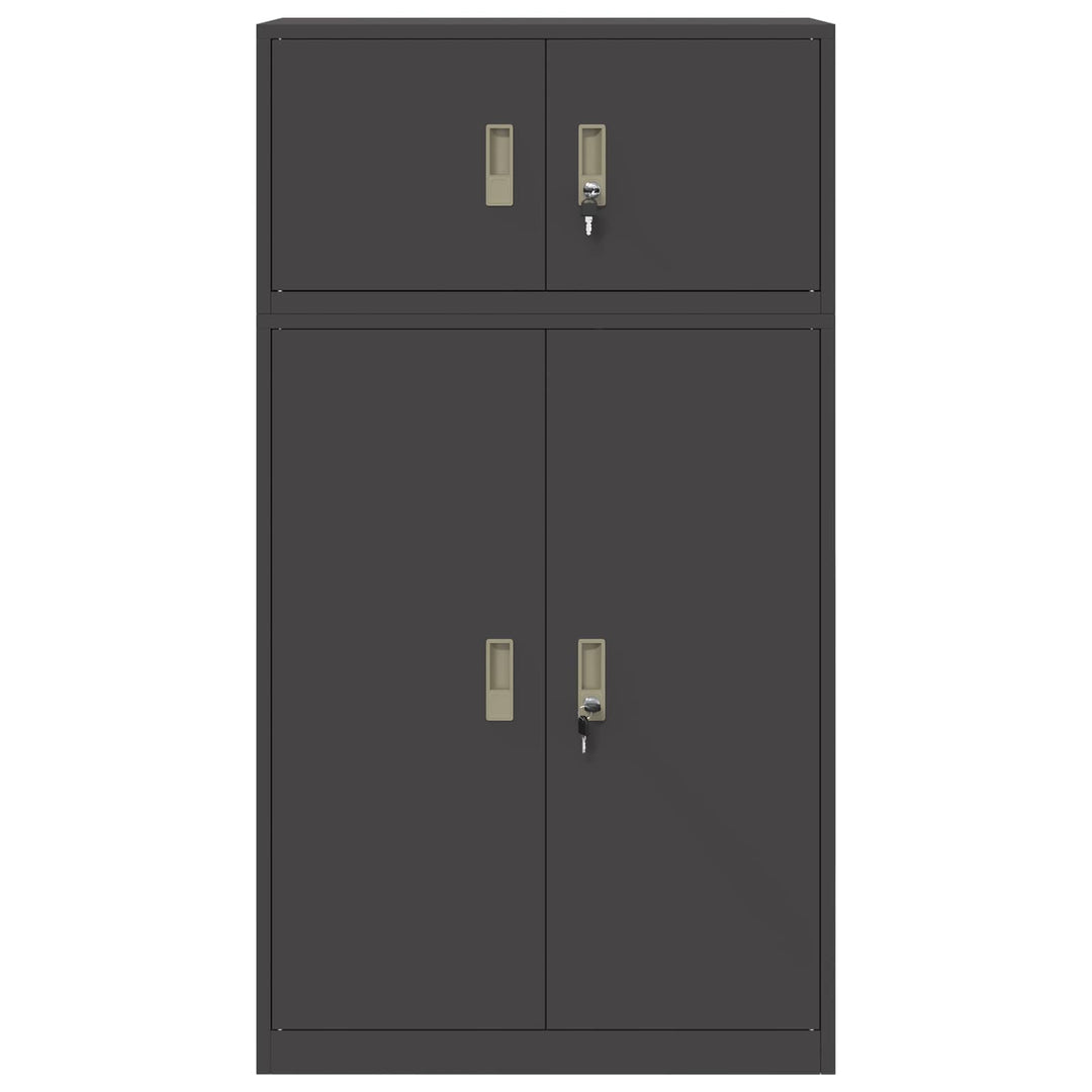Opbevaringsskab 2 stk. Sort 80 x 40 x 145 cm Stål Låses