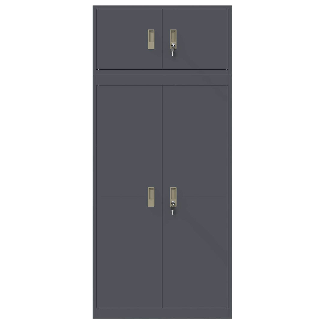 Opbevaringsskab 2 stk. Antracit 80 x 40 x 180 cm Stål Låses