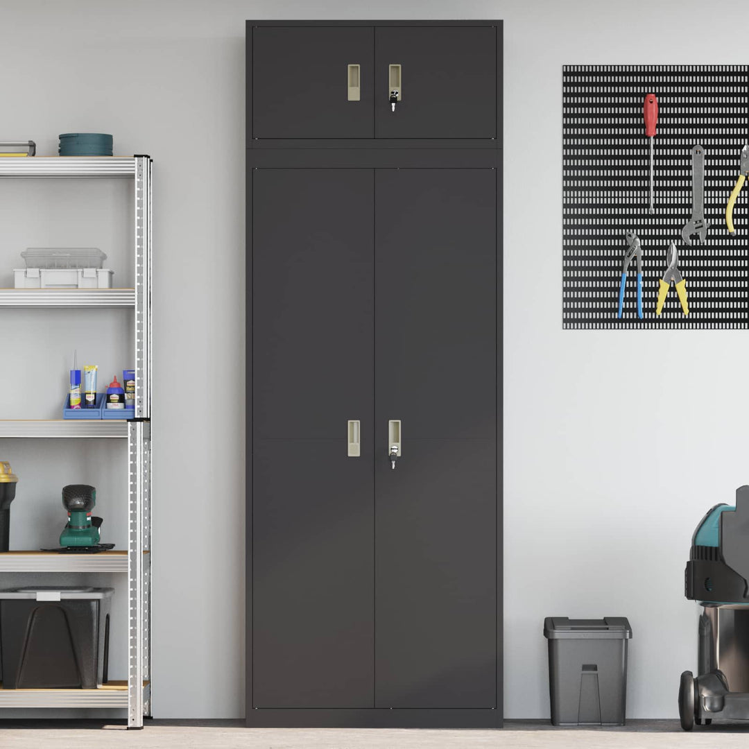 Opbevaringsskab 2 stk. Sort 80 x 40 x 220 cm Stål Låses