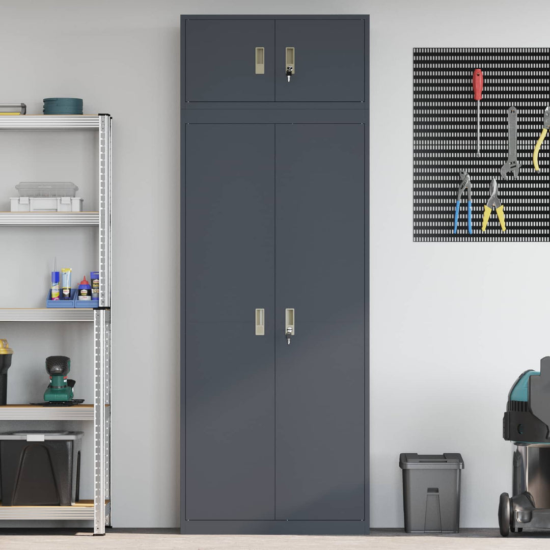 Opbevaringsskab 2 stk. Antracit 80 x 40 x 220 cm Stål Låses