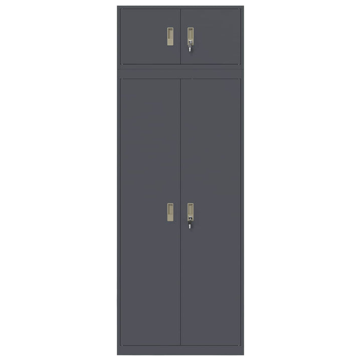 Opbevaringsskab 2 stk. Antracit 80 x 40 x 220 cm Stål Låses