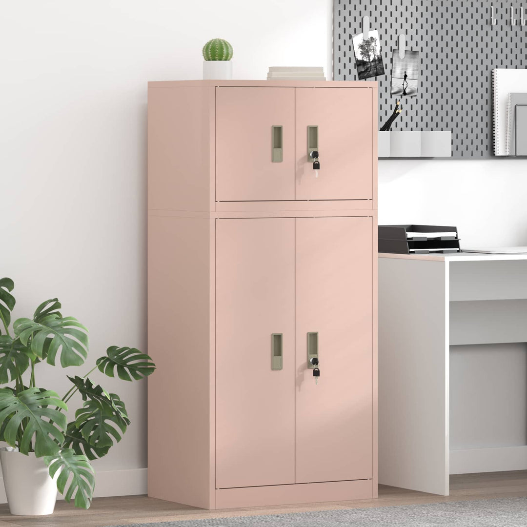 Opbevaringsskab 2 stk. Lyserød 60 x 40 x 130 cm Stål Låses