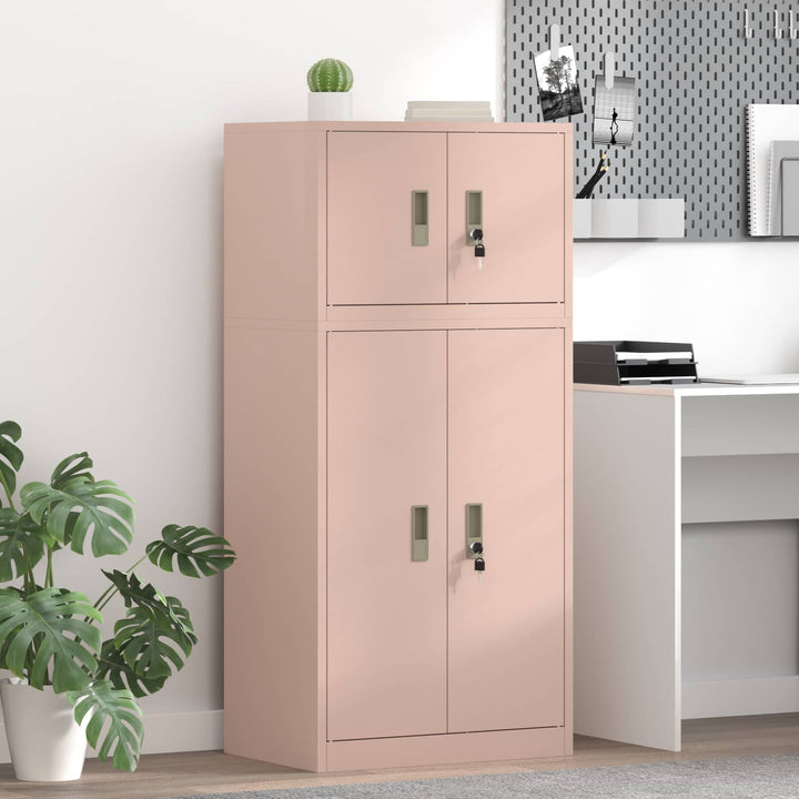 Opbevaringsskab 2 stk. Lyserød 60 x 40 x 130 cm Stål Låses
