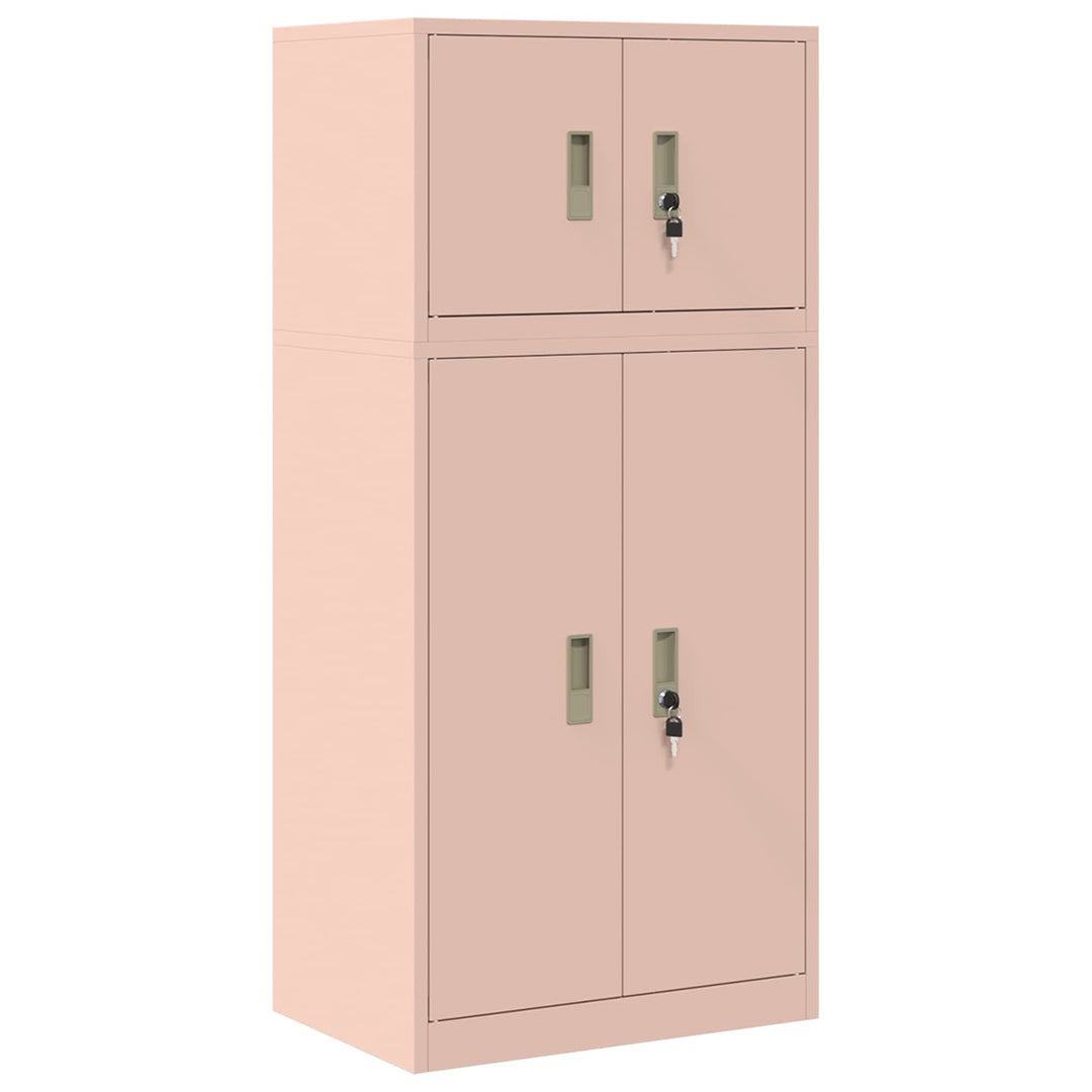 Opbevaringsskab 2 stk. Lyserød 60 x 40 x 130 cm Stål Låses