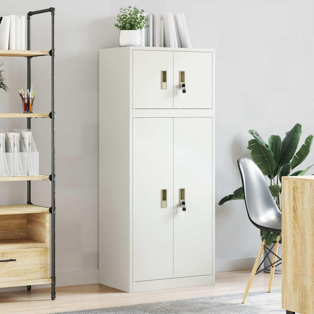 Opbevaringsskab 2 stk. Hvid 60 x 40 x 145 cm Stål Låses