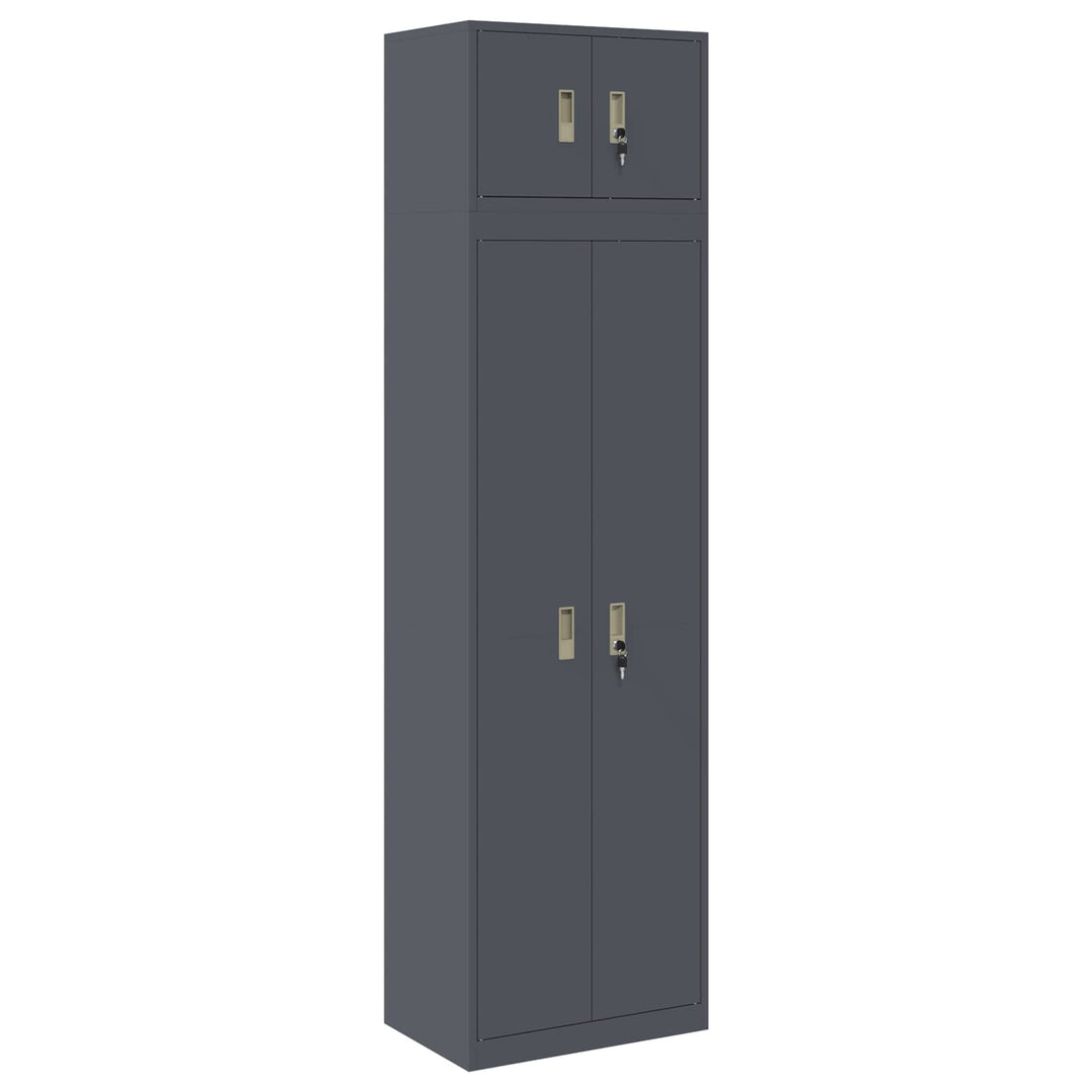 Opbevaringsskab 2 stk. Antracit 60 x 40 x 220 cm Stål Låses
