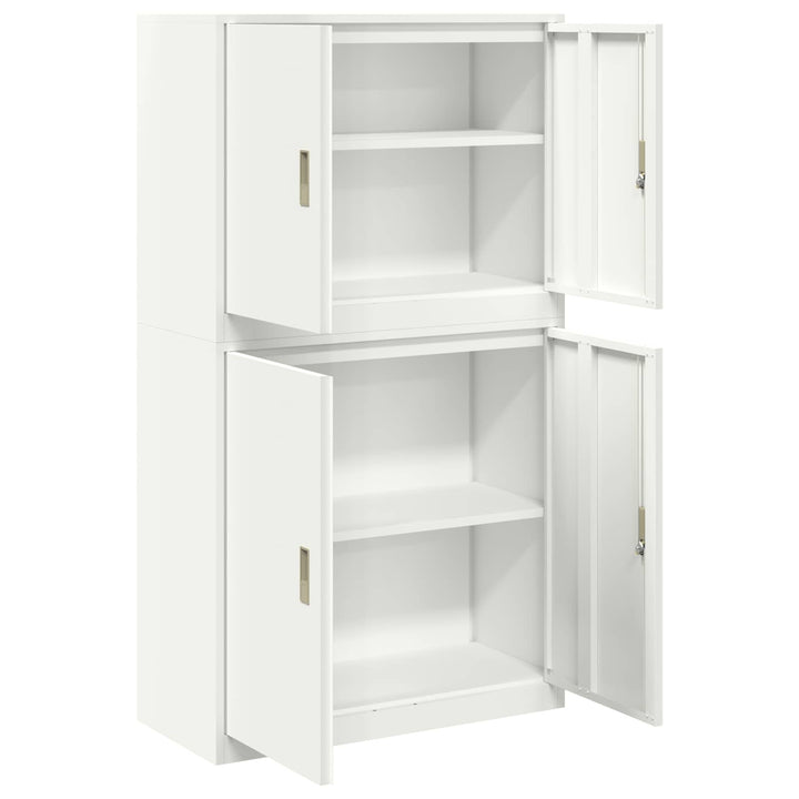 Opbevaringsskab 2 stk. Hvid 90 x 40 x 160 cm Stål Låses