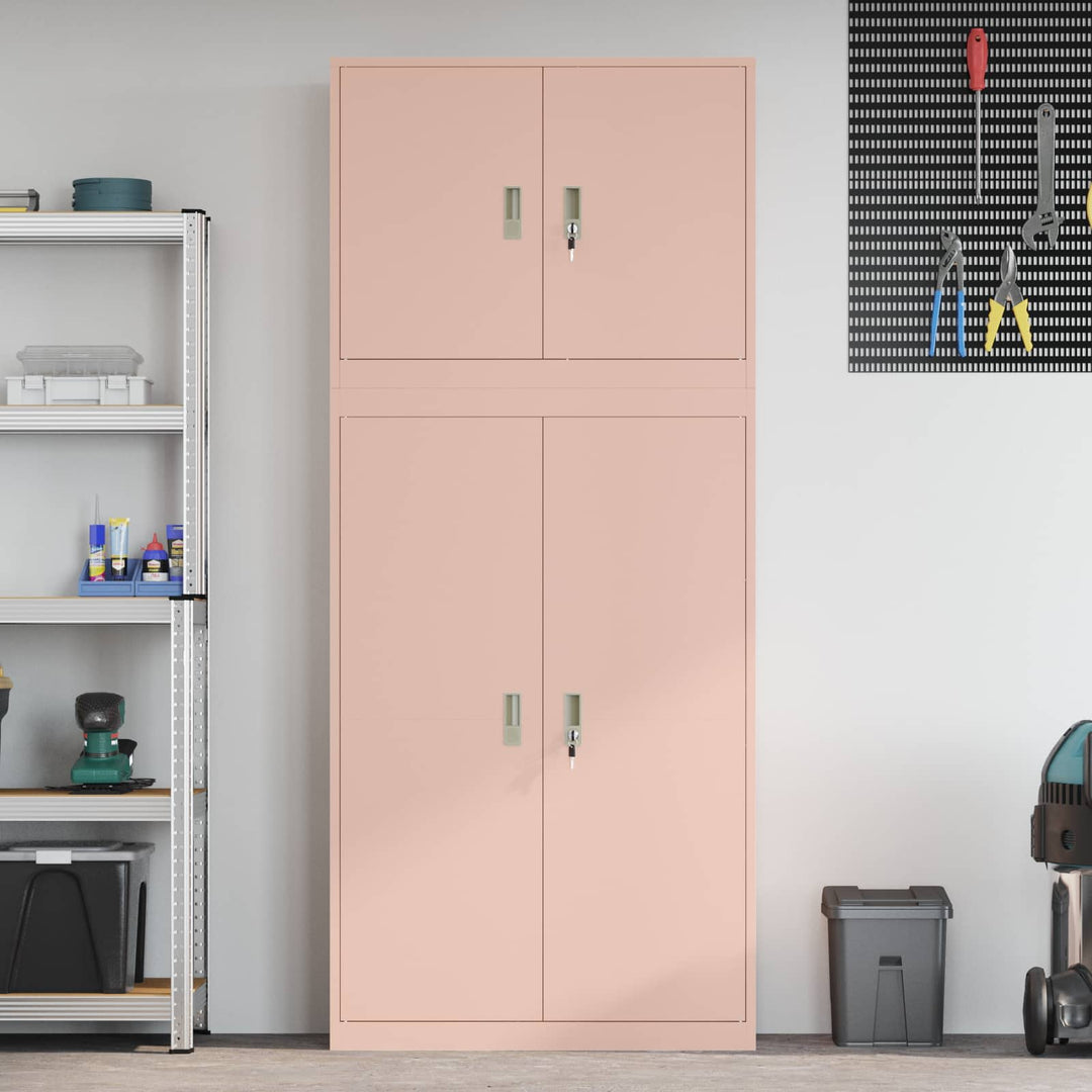 Opbevaringsskab 2 stk. Lyserød 90 x 40 x 210 cm Stål Låses