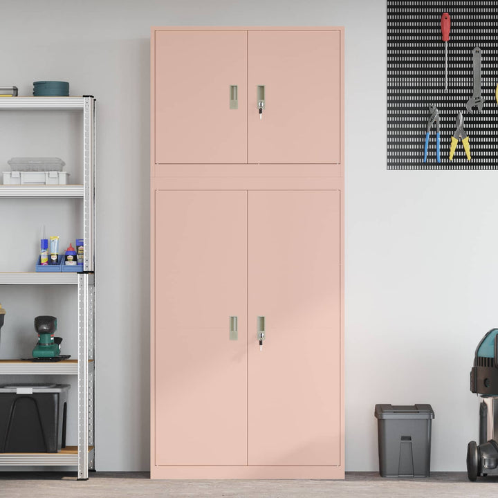 Opbevaringsskab 2 stk. Lyserød 90 x 40 x 210 cm Stål Låses