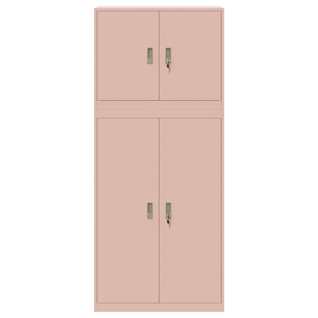 Opbevaringsskab 2 stk. Lyserød 90 x 40 x 210 cm Stål Låses