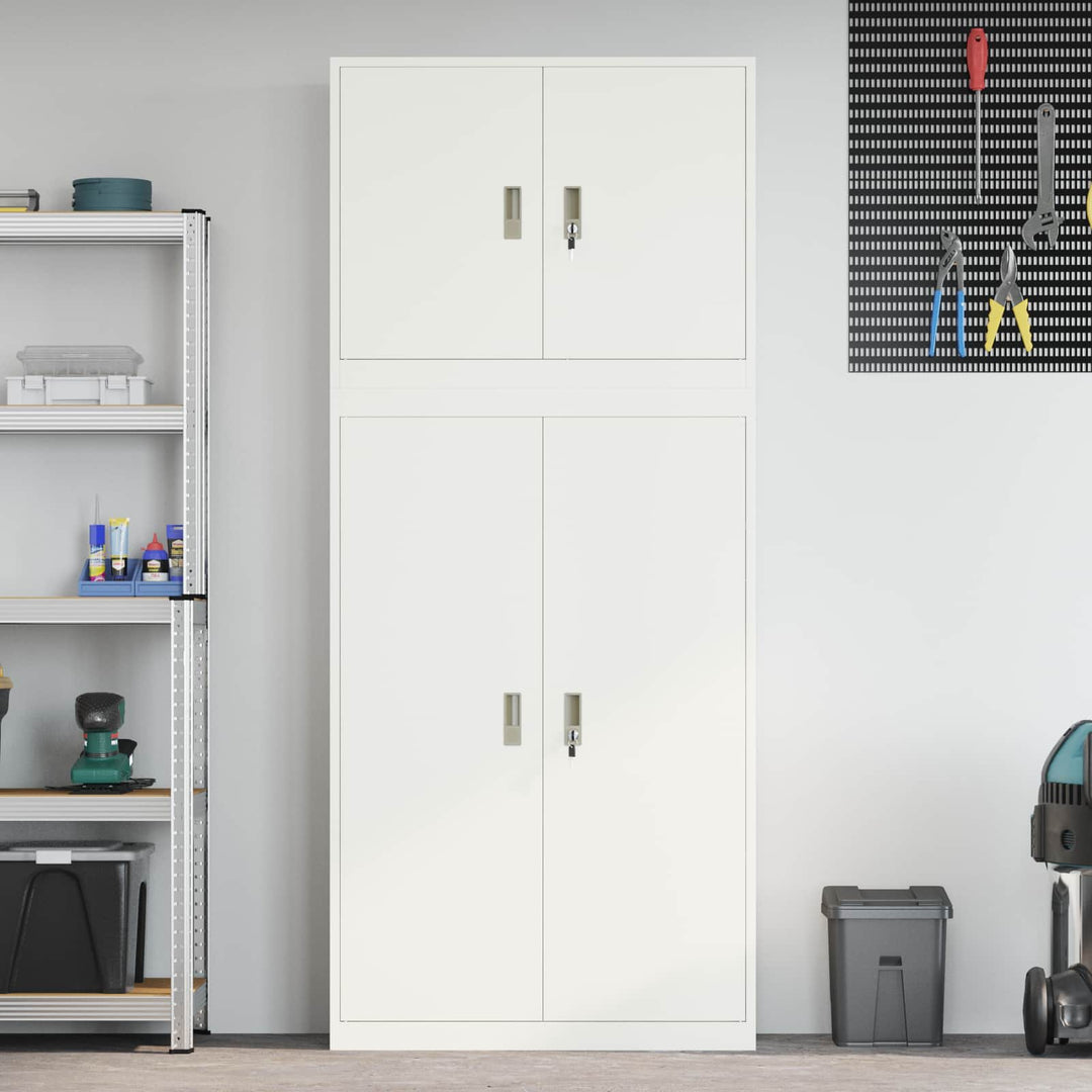 Opbevaringsskab 2 stk. Hvid 90 x 40 x 210 cm Stål Låses