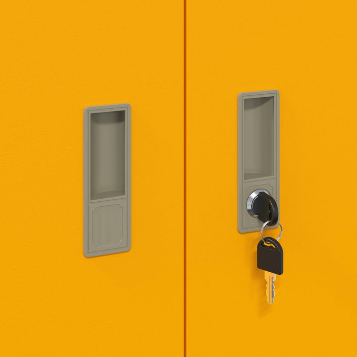 Opbevaringsskab 2 stk. Sennepsgul 80 x 40 x 160 cm Stål Låses