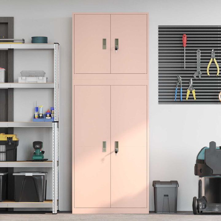 Opbevaringsskab 2 stk. Lyserød 80 x 40 x 210 cm Stål Låses