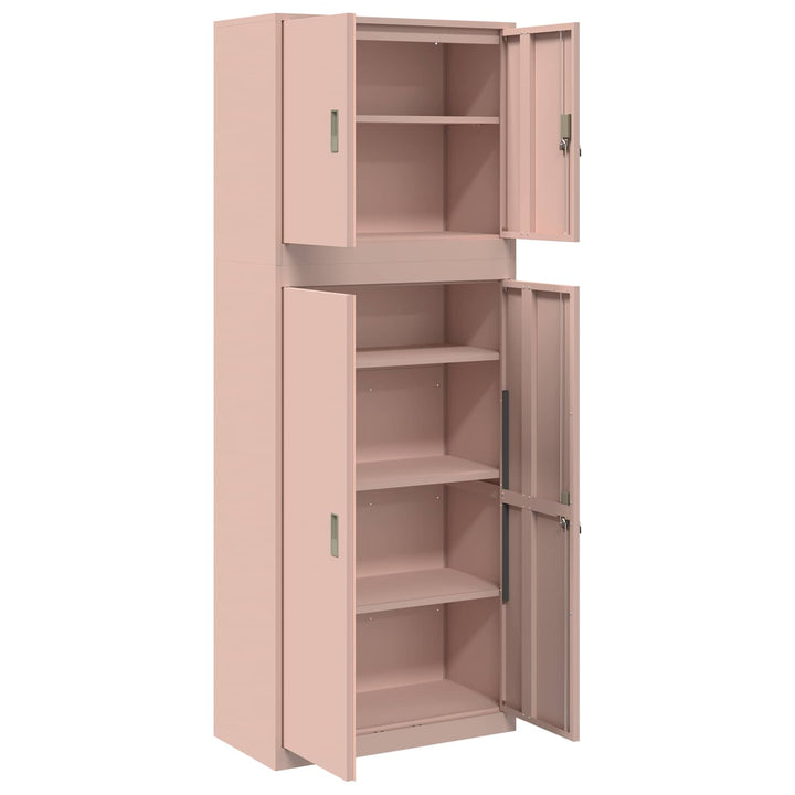 Opbevaringsskab 2 stk. Lyserød 80 x 40 x 210 cm Stål Låses