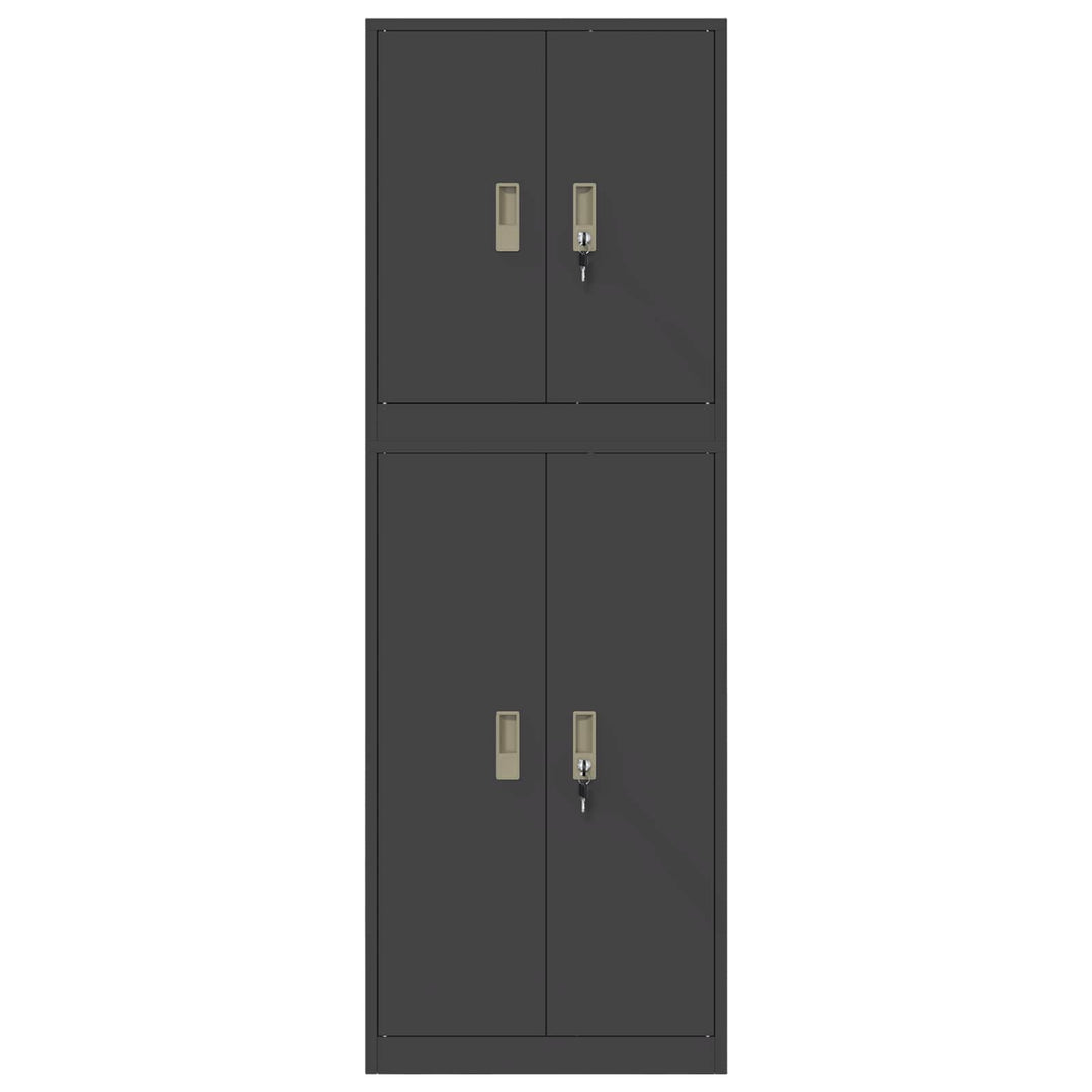 Opbevaringsskab 2 stk. Sort 60 x 40 x 175 cm Stål Låses