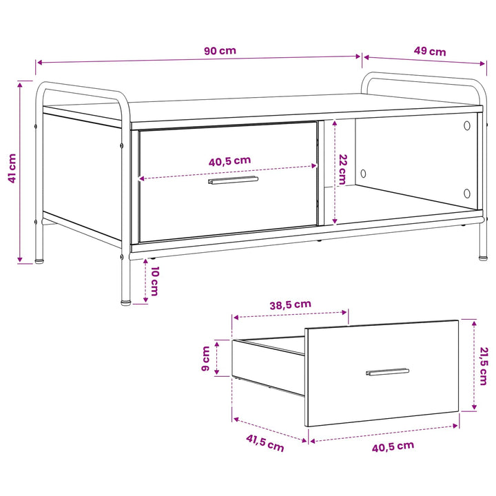 Sofabord Artisan-eg 90 x 49 x 41 cm Konstrueret træ