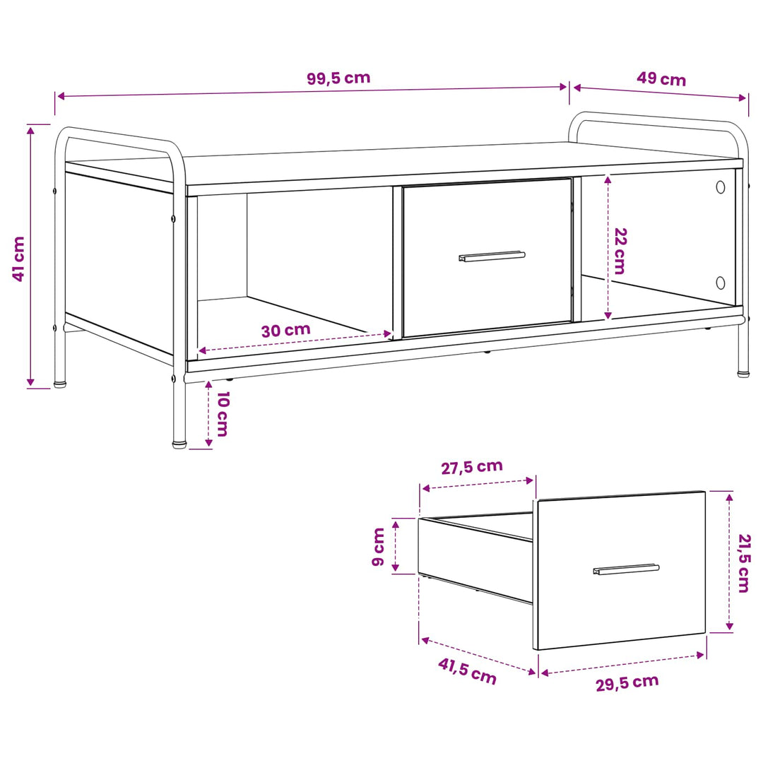 Sofabord Artisan-eg 99,5 x 49 x 41 cm Konstrueret træ
