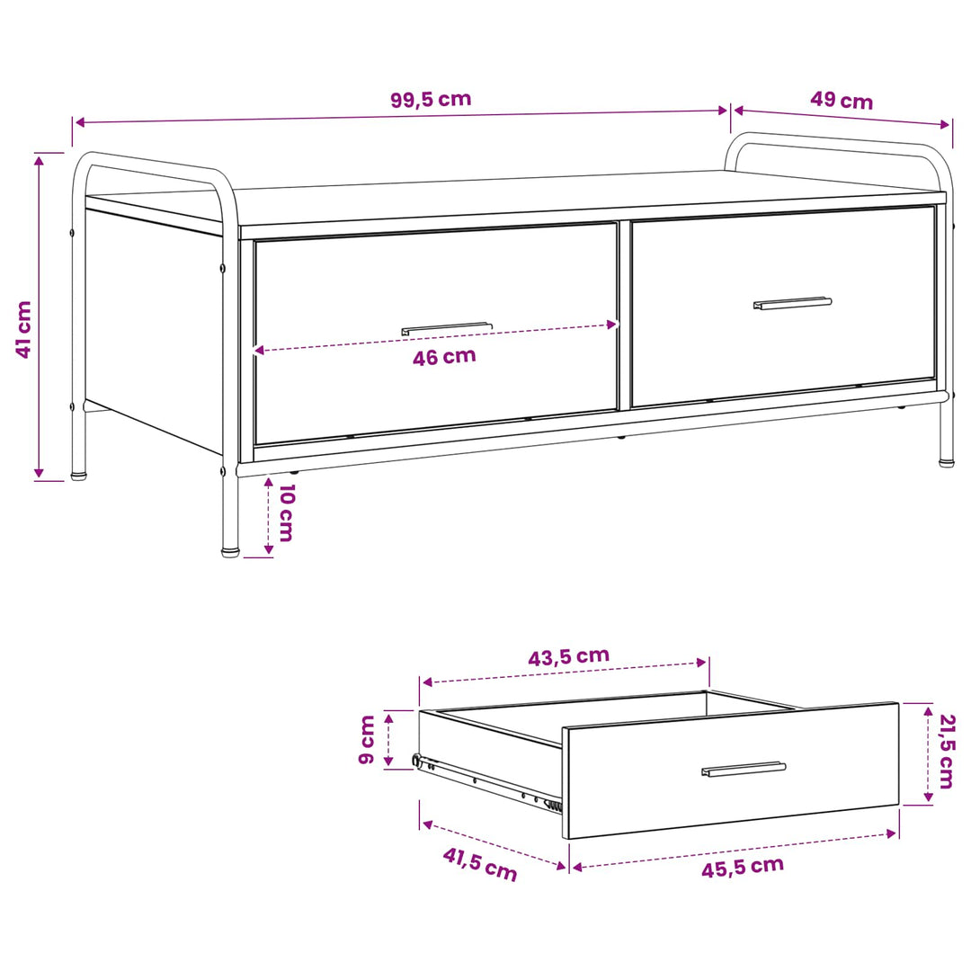 Sofabord Gammelt træ 99,5 x 49 x 41 cm Konstrueret træ