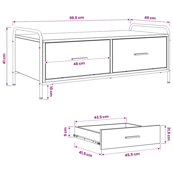 Sofabord Artisan-eg 99,5 x 49 x 41 cm Konstrueret træ