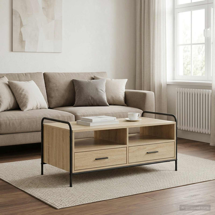 Sofabord Sonoma-eg 99,5 x 49 x 46 cm Konstrueret træ