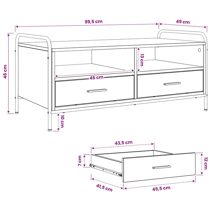 Sofabord Røget eg 99,5 x 49 x 46 cm Konstrueret træ