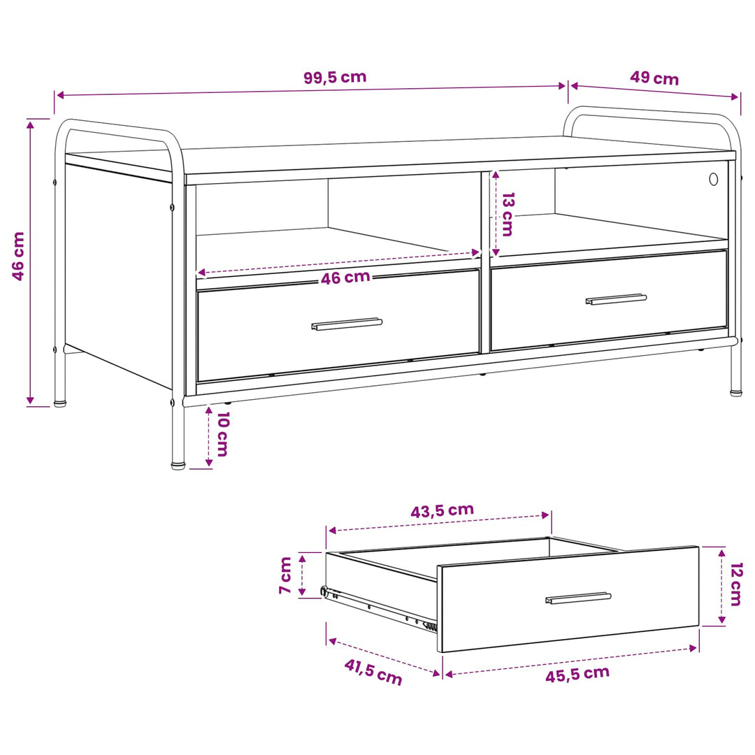 Sofabord Gammelt træ 99,5 x 49 x 46 cm Konstrueret træ