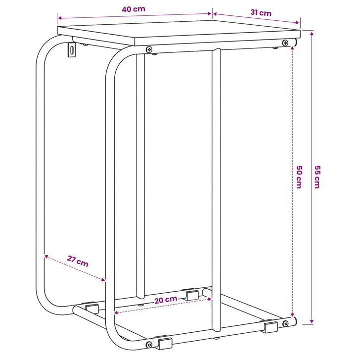 Sidebord Sort eg 40 x 31 x 55 cm Konstrueret træ
