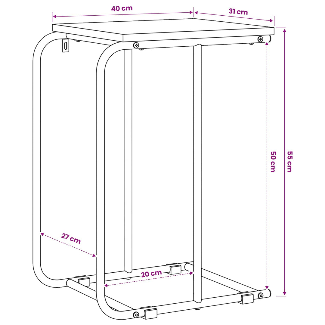 Sidebord Røget eg 40 x 31 x 55 cm Konstrueret træ