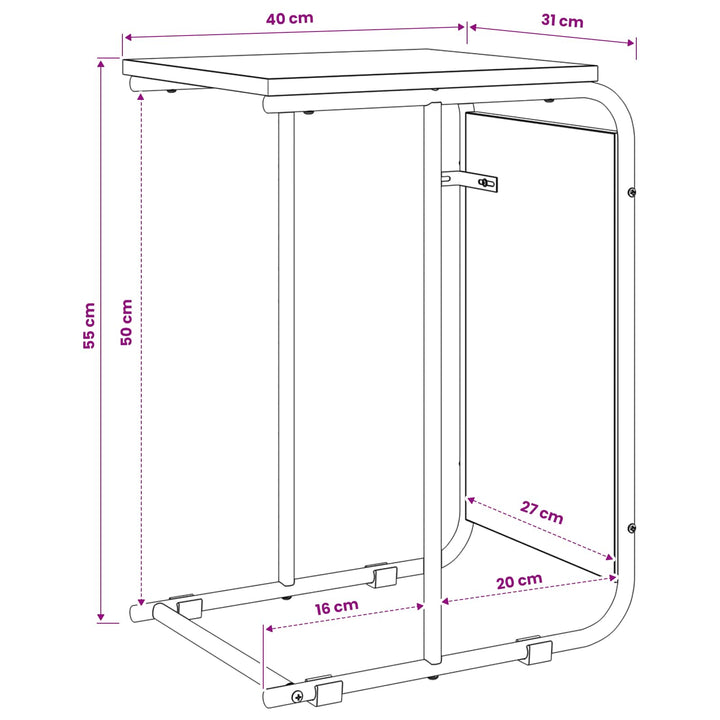 Sidebord Sort eg 40 x 31 x 55 cm Konstrueret træ