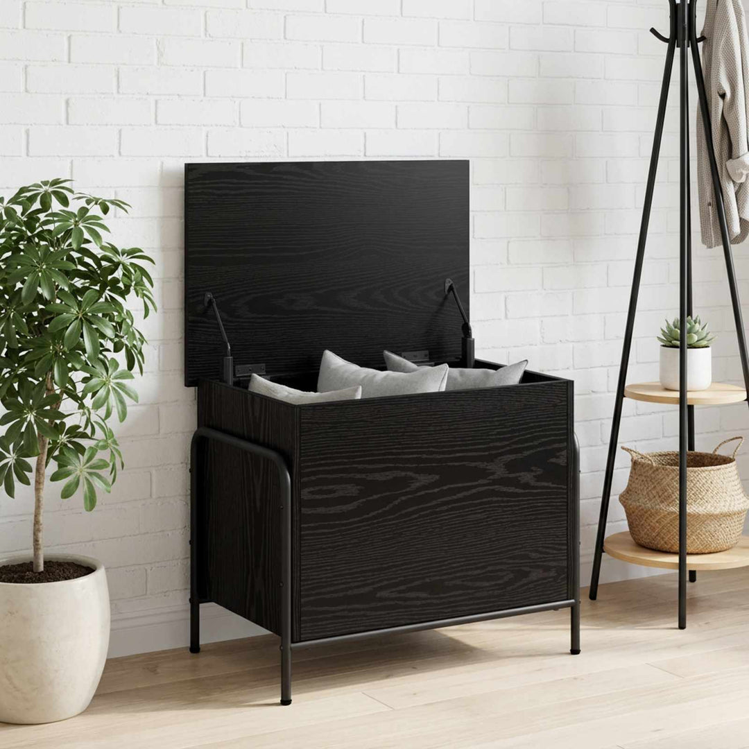 Opbevaringskasse Sort eg 80 x 40 x 49,5 cm Konstrueret træ