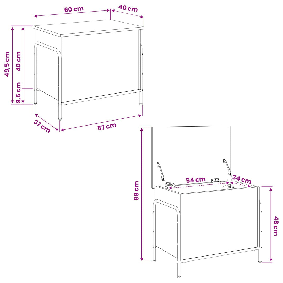 Opbevaringskasse Grå Sonoma 80 x 40 x 49,5 cm Konstrueret træ