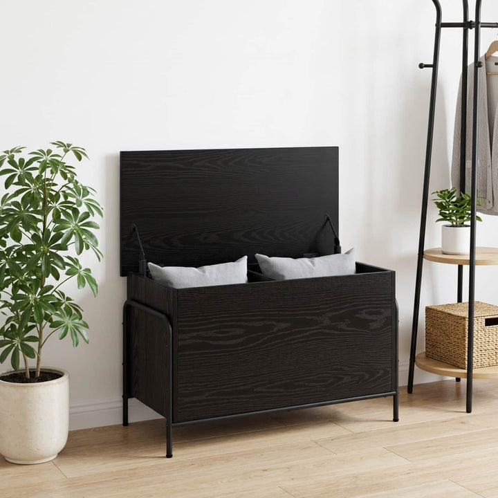 Opbevaringskasse Sort eg 80 x 40 x 49,5 cm Konstrueret træ