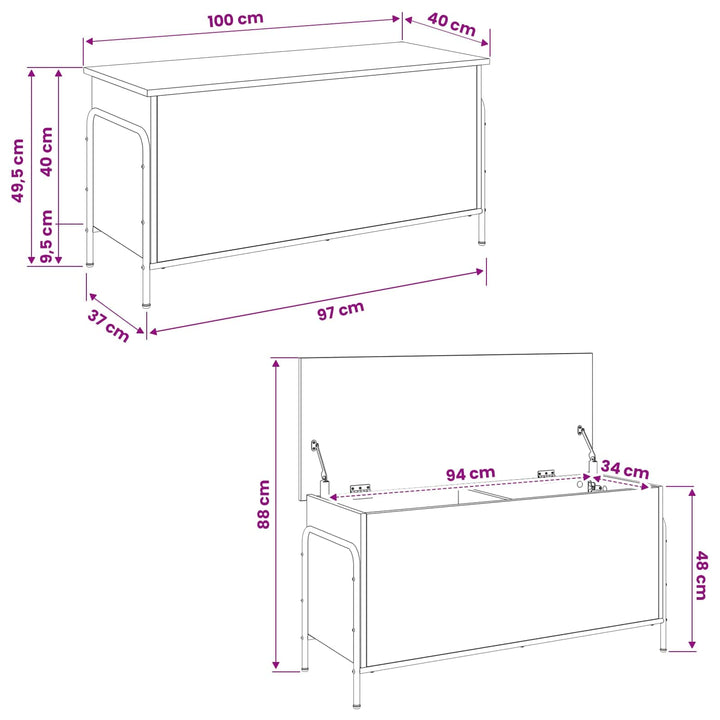 Opbevaringskasse Sonoma-eg 80 x 40 x 49,5 cm Konstrueret træ