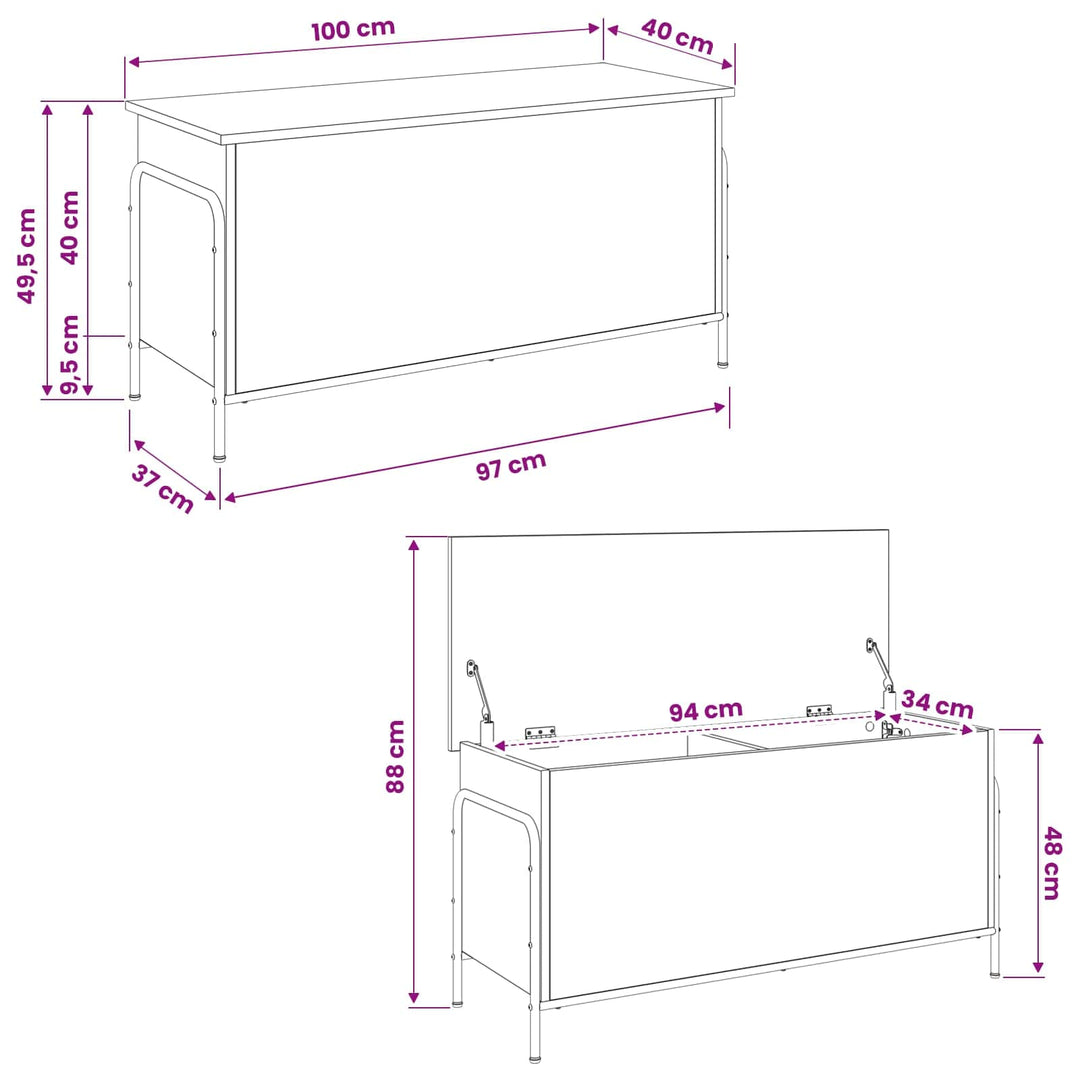 Opbevaringskasse Røget eg 80 x 40 x 49,5 cm Konstrueret træ