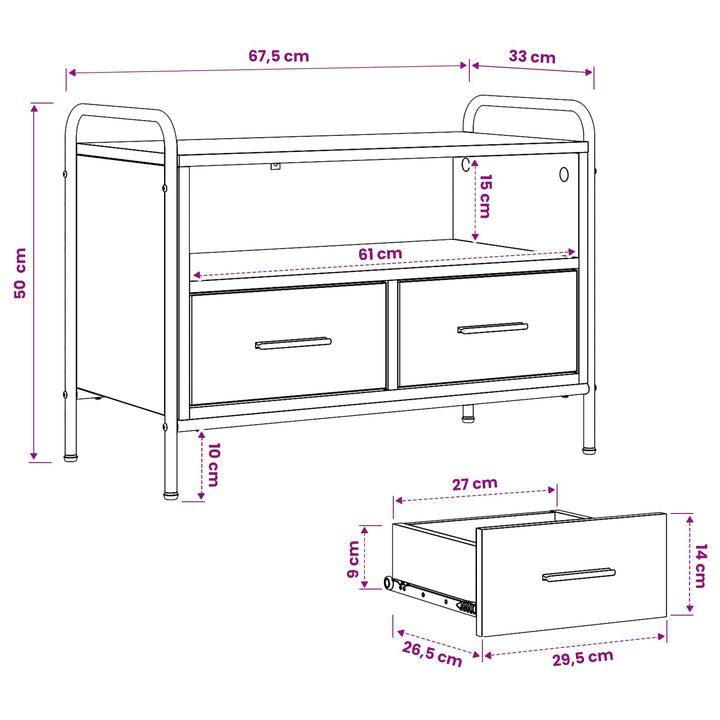 TV-skab 67,5 x 33 x 50 cm Sonoma-eg Konstrueret træ