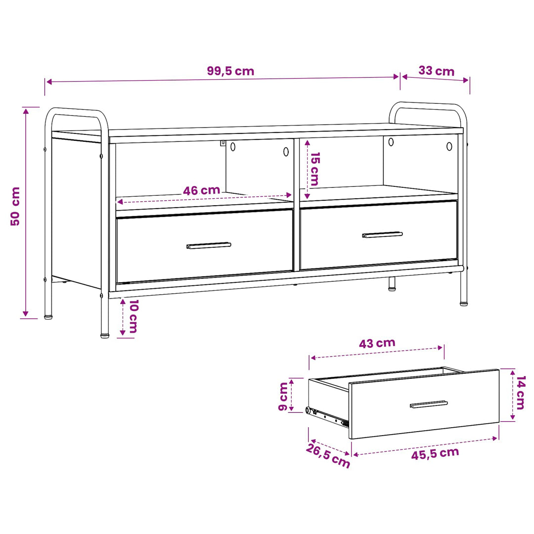 TV-skab 67,5 x 33 x 50 cm Gammelt træ Konstrueret træ