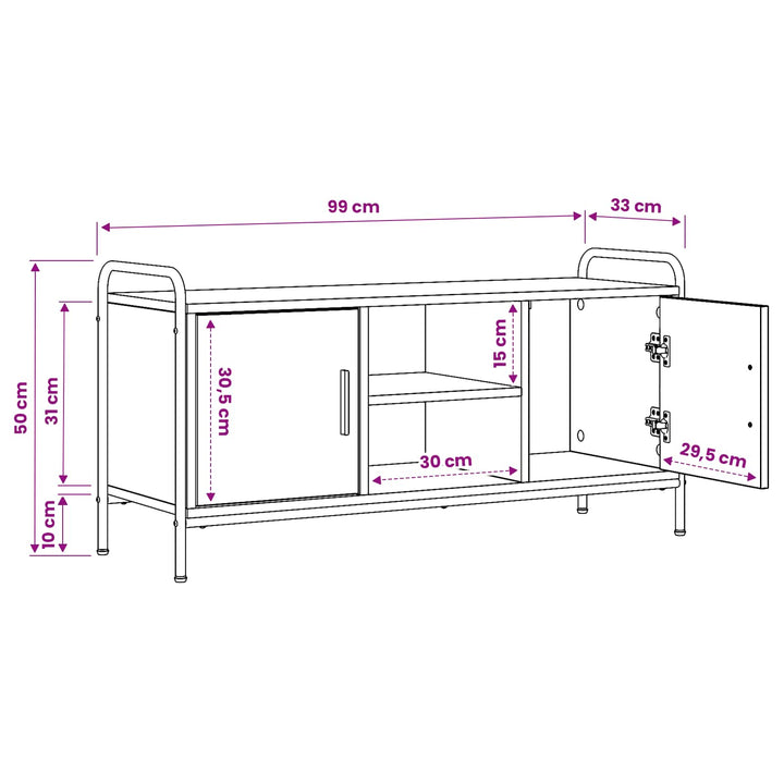 TV-skab 99 x 33 x 50 cm Sort eg Konstrueret træ