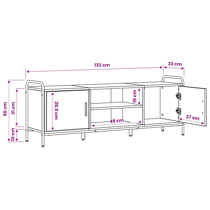TV-skab 133 x 33 x 50 cm Sort eg Konstrueret træ