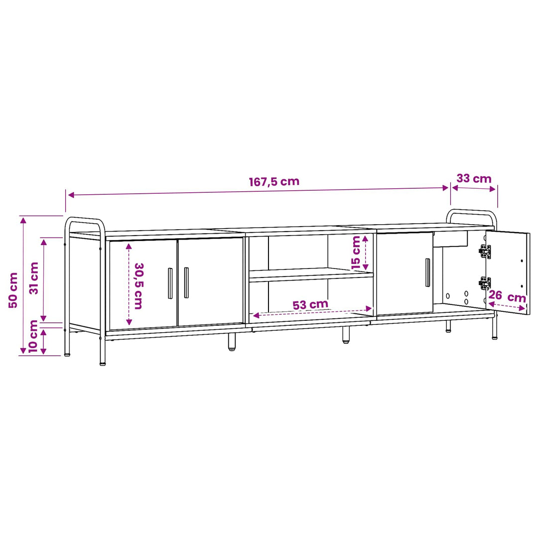 TV-skab 167,5 x 33 x 50 cm Sort eg Konstrueret træ