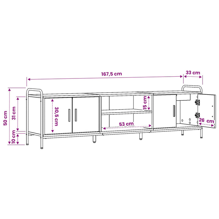 TV-skab 167,5 x 33 x 50 cm Gammelt træ Konstrueret træ
