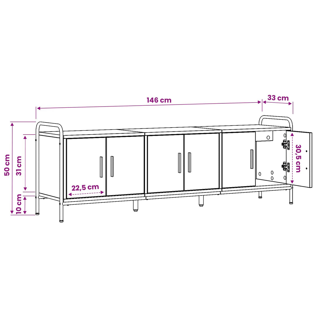 TV-skab 146 x 33 x 50 cm Sonoma-eg Konstrueret træ