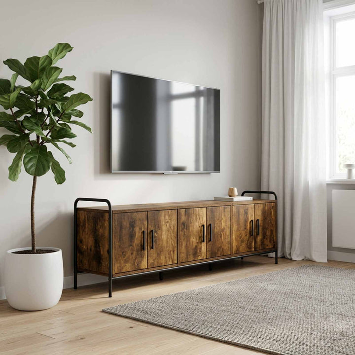 TV-skab 146 x 33 x 50 cm Røget eg Konstrueret træ