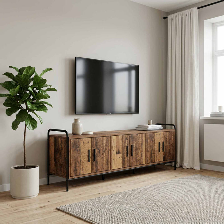 TV-skab 146 x 33 x 50 cm Gammelt træ Konstrueret træ