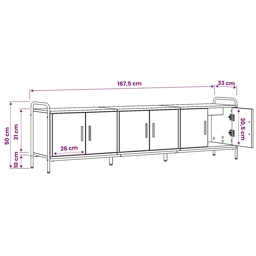 TV-skab 146 x 33 x 50 cm Røget eg Konstrueret træ